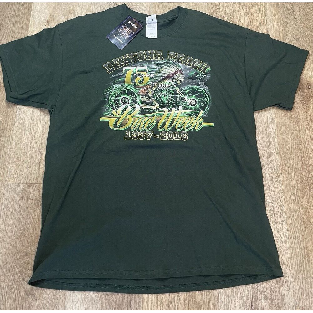 Daytona Beach‎ Bike Week 2016 75th Shirt XL Green